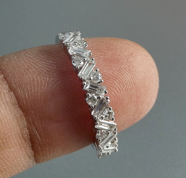 0.44CT DAZZLING NATURAL DIAMOND 18K SOLID WHITE GOLD RING