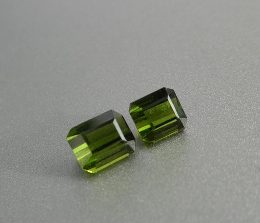 0.63CT UNHEATED OCTAGON 100% NATURAL GREEN TOURMALINE 2PCS