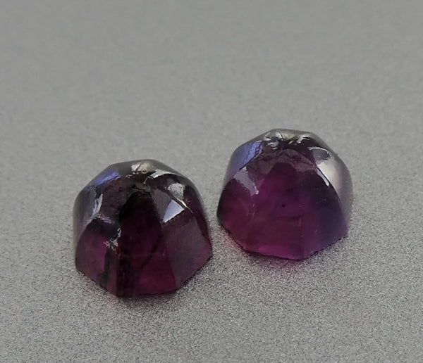 0.95CT UNHEATED ROSE CUT 100% NATURAL PURPLISH RED RUBY PAIR