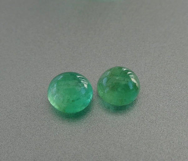 1.09CT SPLENDID ROUND CAB 100% NATURAL GREEN EMERALD PAIR