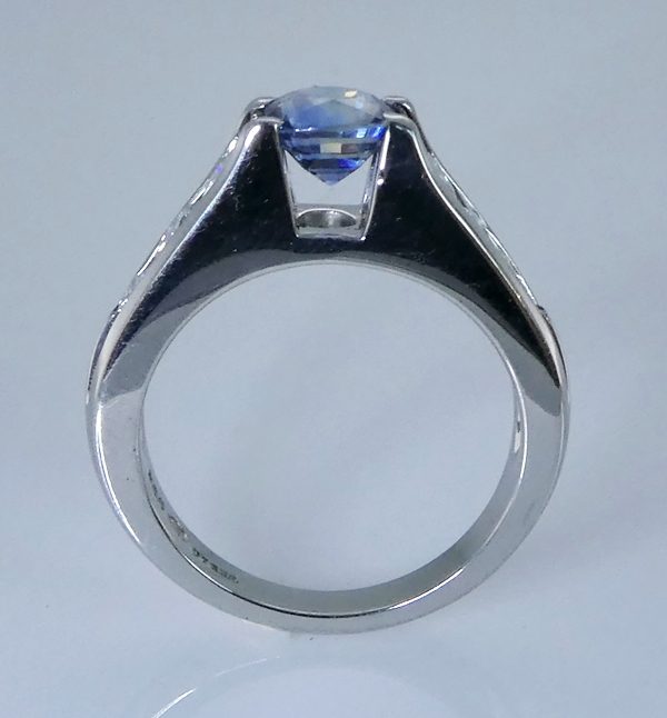 1.16CT CERTIFIED BLUE SAPPHIRE &amp; 0.54CT DIAMONDS SOLID PLATINUM RING