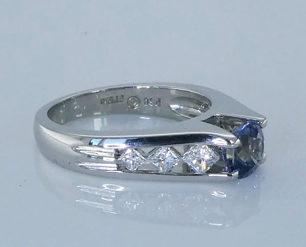 1.16CT CERTIFIED BLUE SAPPHIRE &amp; 0.54CT DIAMONDS SOLID PLATINUM RING