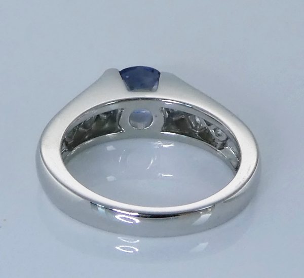 1.16CT CERTIFIED BLUE SAPPHIRE &amp; 0.54CT DIAMONDS SOLID PLATINUM RING