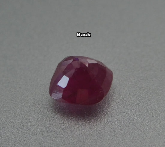 1.19CT SPLENDID CUSHION CUT 100% NATURAL PURPLE RED RUBY