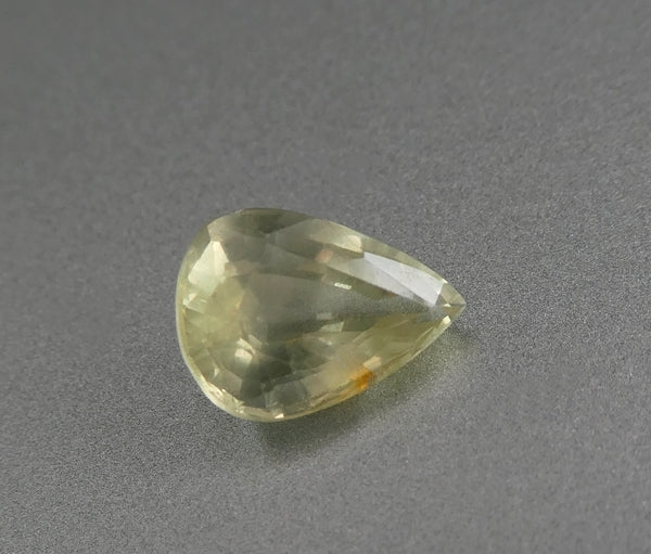 1.24CT UNHEATED PEAR CUT 100% NATURAL LIGHT YELLOW SAPPHIRE