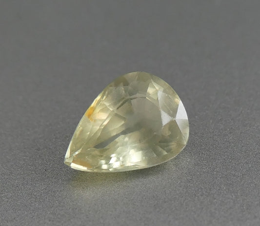 1.24CT UNHEATED PEAR CUT 100% NATURAL LIGHT YELLOW SAPPHIRE