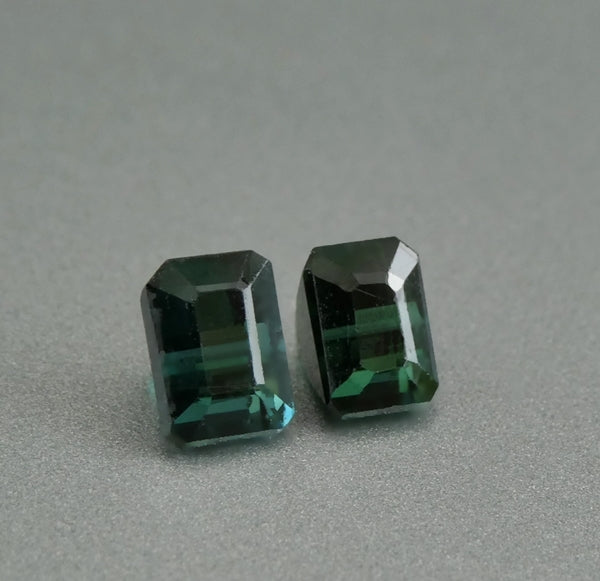 1.36CT 希少なエクセレント オクタゴン 100% 天然グリーン ブルー トルマリン ペア