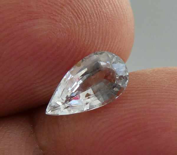 1.70CT UNHEATED SPENDID PEAR 100% NATURAL WHITE CEYLON SAPPHIRE