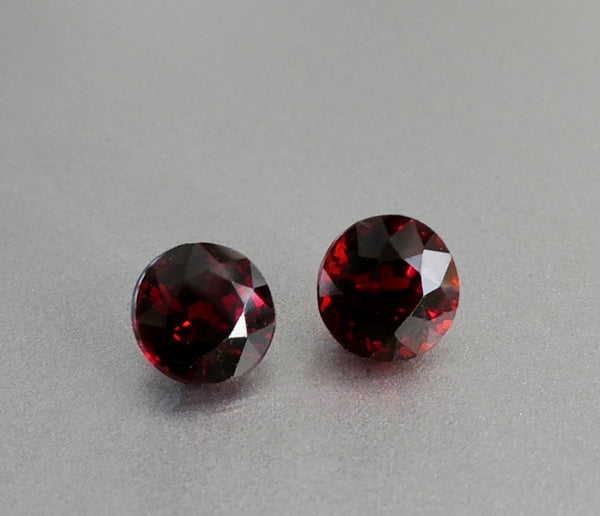 1.84CT GORGEOUS ROUND CUT 100% NATURAL ORANGE RED SPESSARTITE PAIR