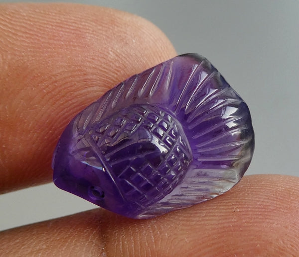 11.79CT UNHEATED SPLENDID FANCY CARVING 100% NATURAL PURPLE AMETHYST