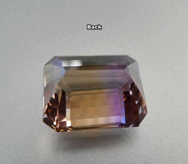 17.59CT UNHEATED OCTAGON CUT 100% NATURAL PURPLE YELLOW AMETRINE