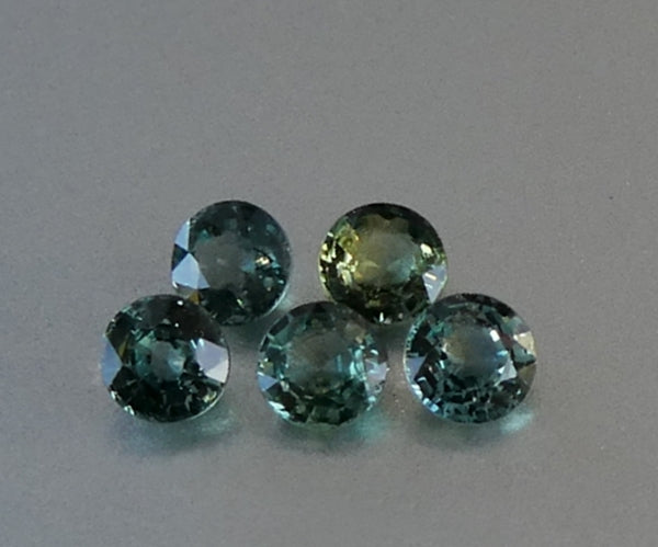 2.26CT SPLENDID ROUND CUT 100% NATURAL BLUE GREEN SAPPHIRE LOT 5PCS