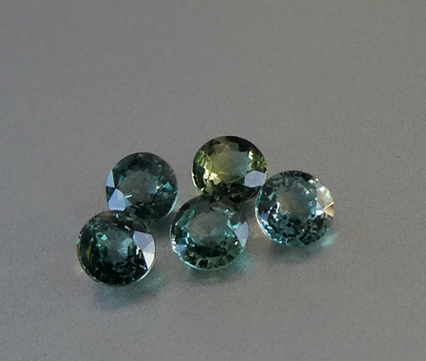 2.26CT SPLENDID ROUND CUT 100% NATURAL BLUE GREEN SAPPHIRE LOT 5PCS