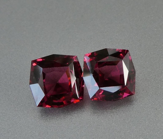 2.96CT EXCELLENT CUSTOM CUT RASPBERRY PINK 100% NATURAL RHODOLITE PAIR