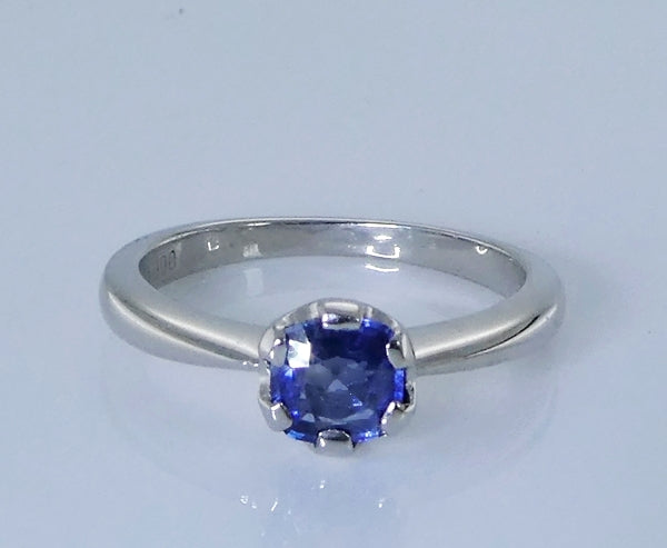 SPLENDID 100% NATURAL BLUE SAPPHIRE SOLITAIRE SOLID PLATINUM RING