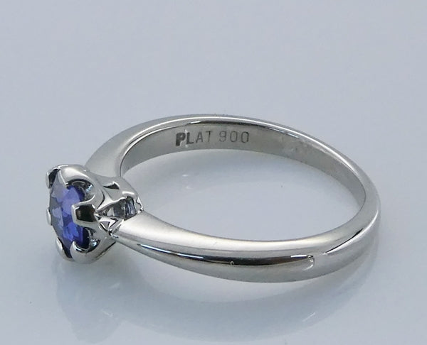 SPLENDID 100% NATURAL BLUE SAPPHIRE SOLITAIRE SOLID PLATINUM RING