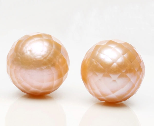 12.00MM UNIQUE GENUINE EXCELLENT ORANGE PINK JAPANESE KASUMI PEARL PAIR