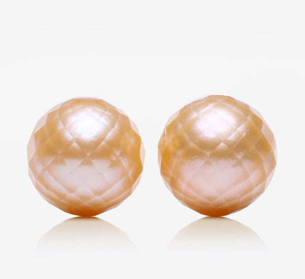 12.00MM UNIQUE GENUINE EXCELLENT ORANGE PINK JAPANESE KASUMI PEARL PAIR