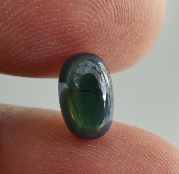 3.39CT UNHEATED OVAL CAB 100% NATURAL GREEN BLUE CEYLON SAPPHIRE