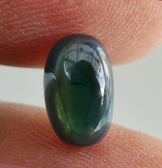 3.39CT UNHEATED OVAL CAB 100% NATURAL GREEN BLUE CEYLON SAPPHIRE