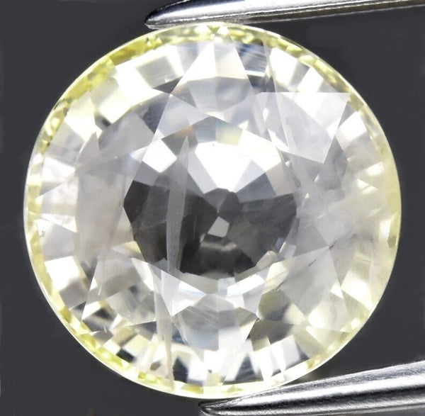 3.95CT SPLENDID ROUND CUT 100% NATURAL SILVER YELLOW CEYLON SAPPHIRE