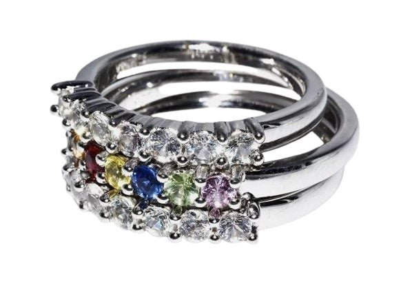 37.00CT STUNNING NATURAL MULTI-COLOUR SAPPHIRE &amp; WHITE TOPAZ 925 SILVER RING SET