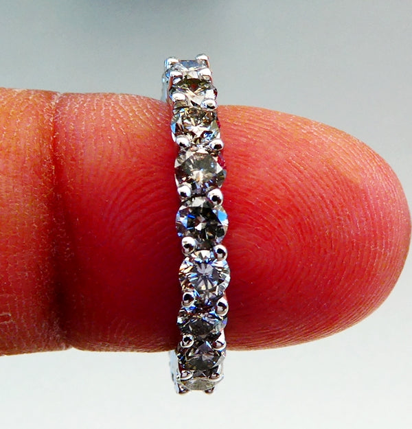 2.50CT CERTIFIED DAZZLING NATURAL DIAMOND SOLID PLATINUM ETERNITY RING 7.70gms