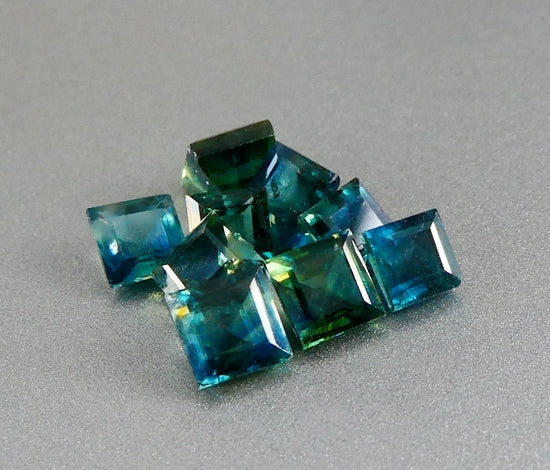 4.16CT UNHEATED 100% NATURAL GREEN BLUE PRINCESS/SQUARE SAPPHIRE LOT