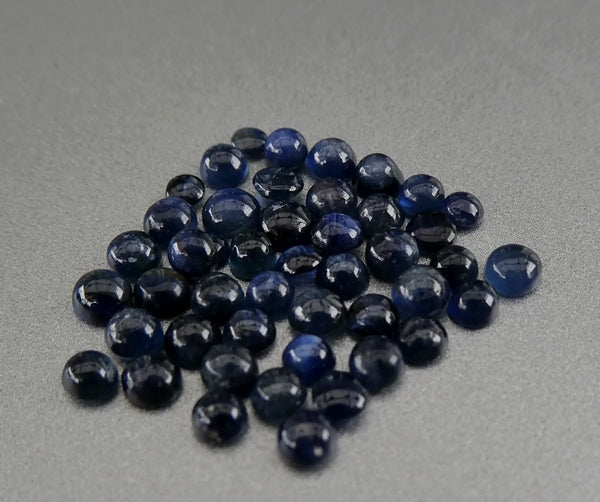 4.36CT SPLENDID ROUND CAB 100% NATURAL DARK BLUE SAPPHIRE LOT