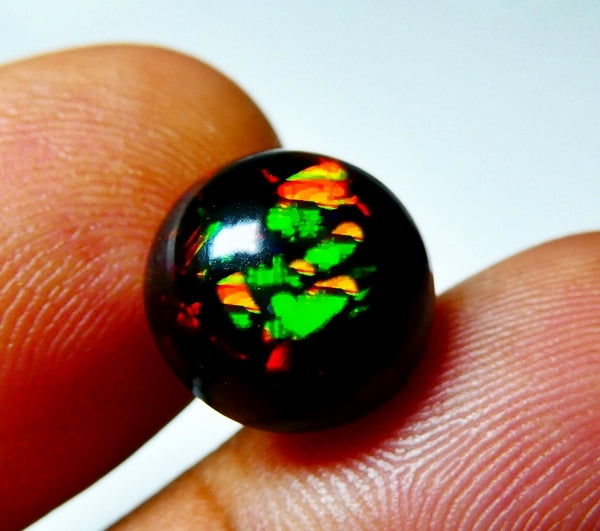 4.57CT UNHEATED RAINBOW STUNNER FLASHING 100% NATURAL ROUND BLACK OPAL