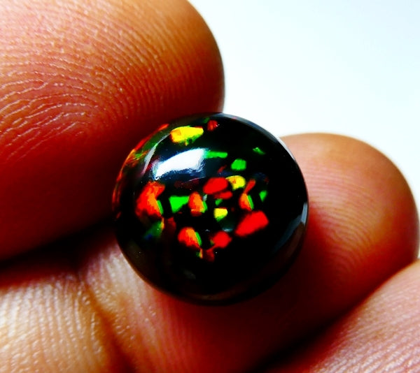 4.57CT UNHEATED RAINBOW STUNNER FLASHING 100% NATURAL ROUND BLACK OPAL