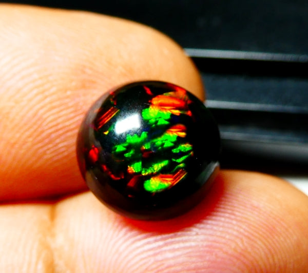 4.57CT UNHEATED RAINBOW STUNNER FLASHING 100% NATURAL ROUND BLACK OPAL