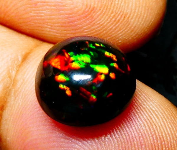 4.57CT UNHEATED RAINBOW STUNNER FLASHING 100% NATURAL ROUND BLACK OPAL