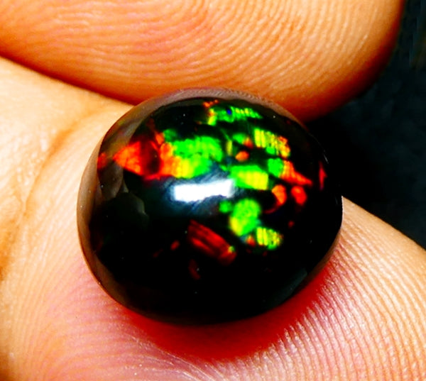 4.57CT UNHEATED RAINBOW STUNNER FLASHING 100% NATURAL ROUND BLACK OPAL