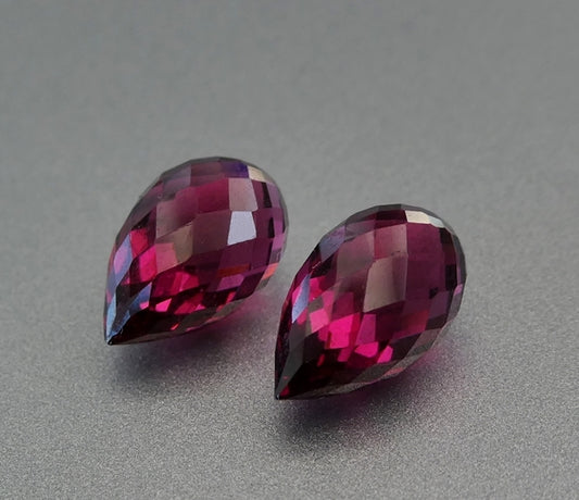 3.29CT EXCELLENT BRIOLETTE 100% NATURAL RASPBERRY PINK RHODOLITE PAIR<br data-mce-fragment="1">