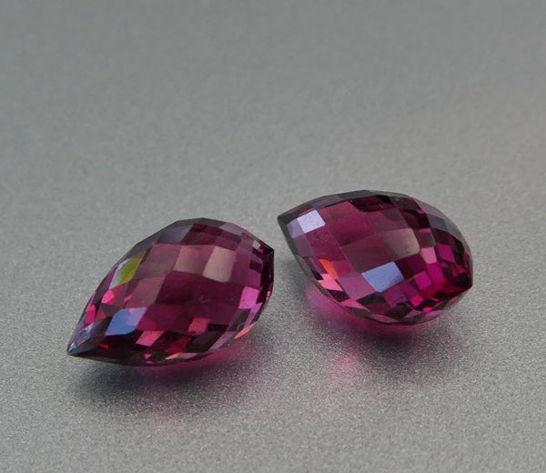 3.29CT EXCELLENT BRIOLETTE 100% NATURAL RASPBERRY PINK RHODOLITE PAIR<br data-mce-fragment="1">