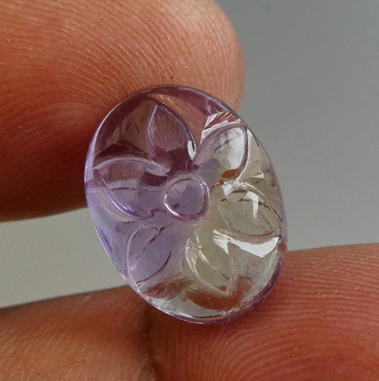 8.36CT UNHEATED SPLENDID CARVING 100% NATURAL PURPLE YELLOW AMETRINE