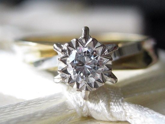 0.25CT 素晴らしい 100% 天然ダイヤモンド 18K ソリッド ゴールド &amp; プラチナ リング