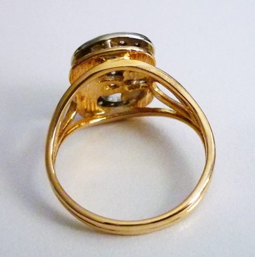 0.30CT UNIQUE LETTER 'E' OR NO. '3' 100% NATURAL DIAMOND 14K SOLID YELLOW GOLD RING