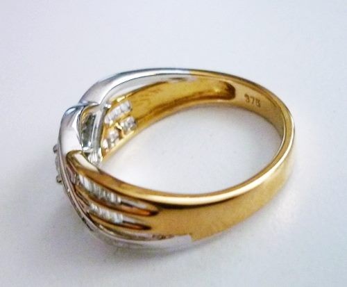 0.50CT NATURAL DIAMOND CROSSOVER 9K SOLID YELLOW GOLD RING