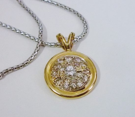 0.75CT WHITE DIAMOND 14K DUAL TONE SOLID GOLD PENDANT NECKLACE