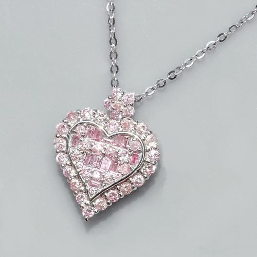 0.80CT PINK DIAMOND 14K WHITE GOLD PENDANT NECKLACE