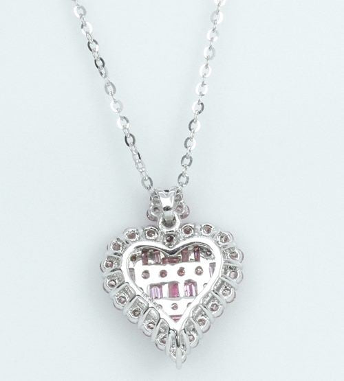 0.80CT PINK DIAMOND 14K WHITE GOLD PENDANT NECKLACE