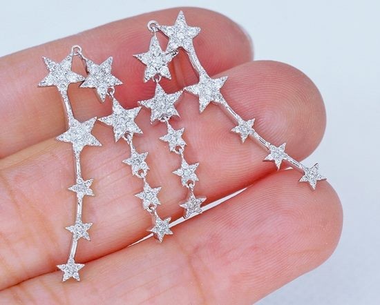 0.80CT カスタムメイド ホワイト ダイヤモンド 10KT ソリッド ホワイト ゴールド イヤリング