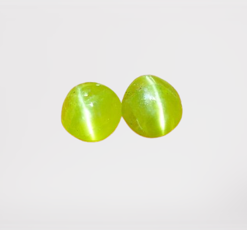 0.80CT RARE YELLOW GREEN CHRYSOBERYL CAT'S EYE PAIR