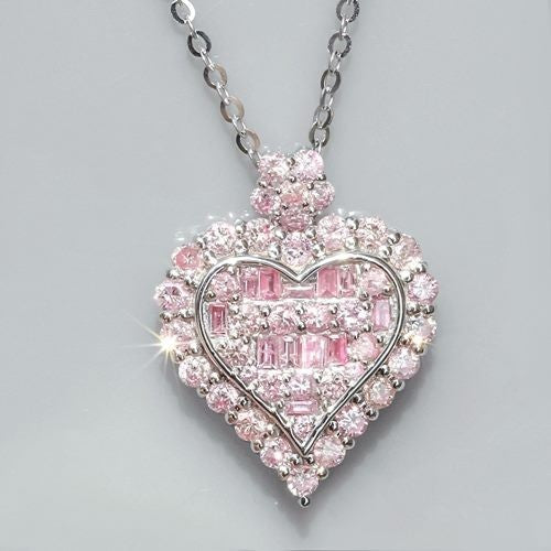 0.80CT PINK DIAMOND 14K WHITE GOLD PENDANT NECKLACE