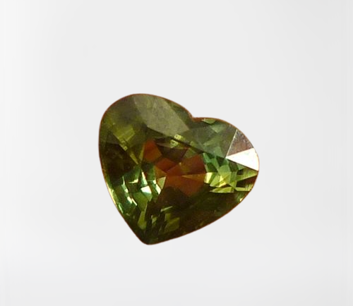 0.93CT UNHEATED HEART CUT BLUE GREEN SAPPHIRE