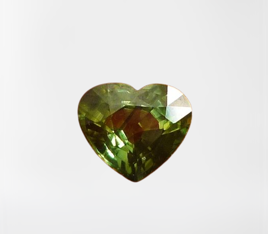 0.93CT UNHEATED HEART CUT BLUE GREEN SAPPHIRE