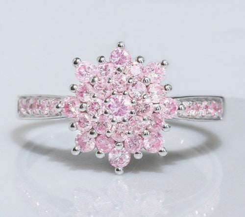 1.00CT PINK DIAMOND 14K SOLID WHITE GOLD RING