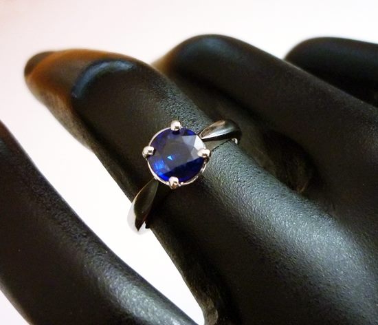 1.05CT CERTIFIED EXCELLENT 100% NATURAL BLUE SAPPHIRE SOLITAIRE SOLID PLATINUM RING $3350